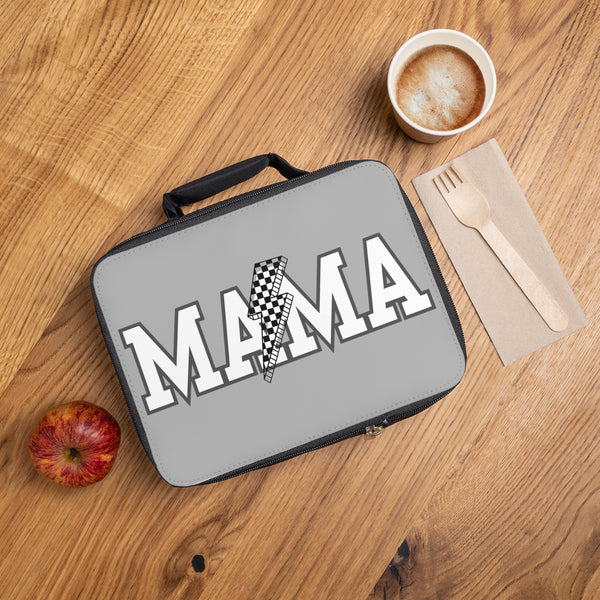 Retro Checkered Lightening Bolt MAMA Black and Grey Lunch Bag! Free Shipping!!! Giftable!