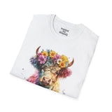 Easter Highlander Cow With Daisy Crown Unisex Graphic Tees! Spring Vibes! All New Heather Colors!!! Free Shipping!!!