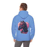 Black Horse With Pink Heart Back Designs Unisex Heavy Blend Hooded Sweatshirt! Free Shipping!!!