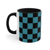 Retro Teal Plaid Accent Coffee Mug, 11oz! Free Shipping! Great For Gifting! Lead and BPA Free!