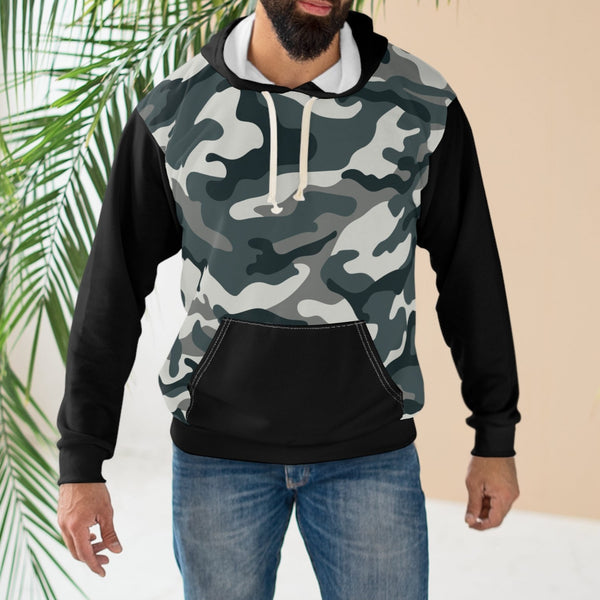 Black and Grey Camo Hunting/Western Unisex Pullover Hoodie! All Over Print! New!!!