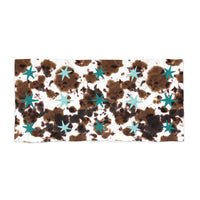 Western Cow Print Teal Star 100 Percent Cotton Backing Beach Towel! Free Shipping!!! Gift to a Friend! Travel in Style!