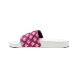 Vibrant Pink Daisy Flower Print Summer Beach Slides, Women's PU Slide Sandals! Free Shipping!!!