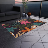 Boho Tropical Trees in Plum Outdoor Rug! Chenille Fabric! Free Shipping!