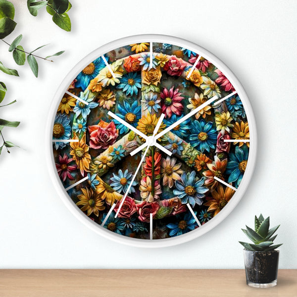 Groovy Floral Peace Sign Print Wall Clock! Perfect For Gifting! Free Shipping!!! 3 Colors Available!