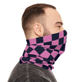 Black and Light Pink Plaid Lightweight Neck Gaiter! 4 Sizes Available! Free Shipping! UPF +50! Great For All Outdoor Sports!