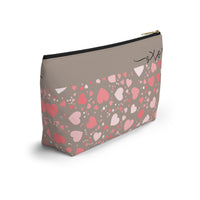Cream Grey/Brown Heart Medley XoXo Travel Accessory Pouch, Check Out My Matching Weekender Bag! Free Shipping!!!