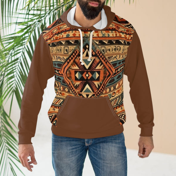 Brown and Orange Aztec Western Unisex Pullover Hoodie! All Over Print! New!!!
