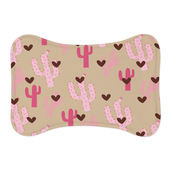 Brown and Beige Pink Cactus Chocolate Hearts Pet Feeding Mats! Dog and Cat Shapes! Foxy Pets! Free Shipping!!!