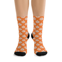 Cream Orange Daisy Unisex Eco Friendly Recycled Poly Socks!!! Free Shipping!!! 58% Recycled Materials!