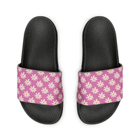 Dusty Pink Flower Print Summer Beach Slides, Women's PU Slide Sandals! Free Shipping!!!