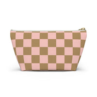 Pink and Cream Plaid Print Travel Accessory Pouch, Check Out My Matching Weekender Bag! Free Shipping!!!