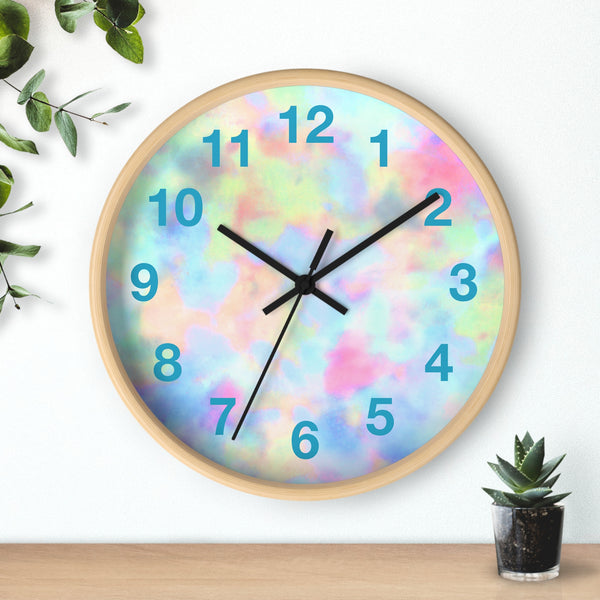 Boho Rainbow Blue Tie Dye Wall Clock! Perfect For Gifting! Free Shipping!!!