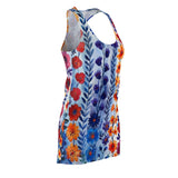 Boho Purple and Orange Floral Stripes Women's Racerback Dress! Free Shipping! Sun Dress, Sleep Shirt, Swim Cover Up!