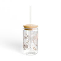 Boho Beige Butterflies Medley Sipper Glass, 16oz! BPA Free! Free Shipping! Made in The USA!