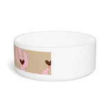 Brown and Beige Pink Cactus Chocolate Hearts Cow Print Pet Bowl! Foxy Pets! Free Shipping!!!
