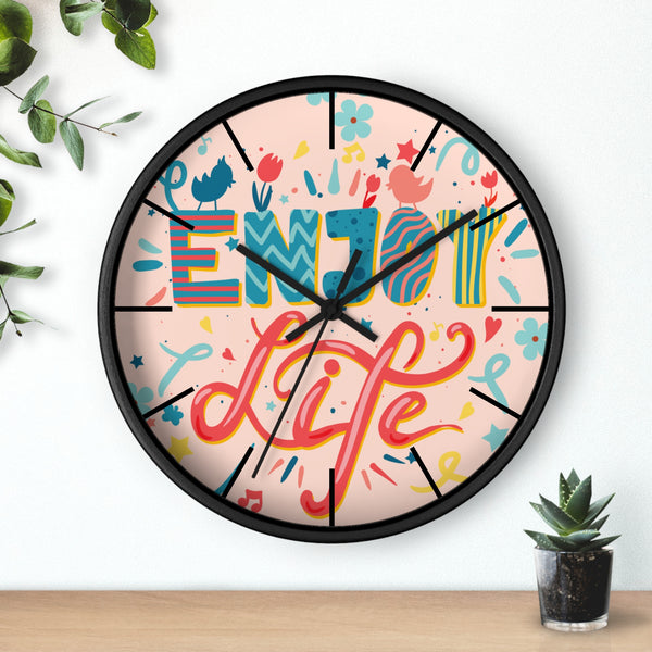 Boho Enjoy Life Cream Print Wall Clock! Perfect For Gifting! Free Shipping!!! 3 Colors Available!