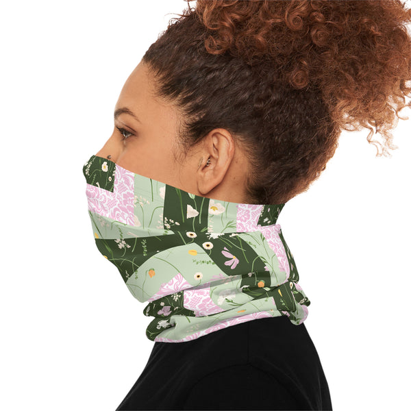 Green Retro Quilt Print Lightweight Neck Gaiter! 4 Sizes Available! Free Shipping! UPF +50! Great For All Outdoor Sports!