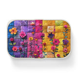 Hippie Pink and Yellow Patchwork Floral Quilt Bento Lunch Box! Free Shipping!!! Great For Gifting! BPA Free!