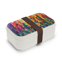 Hippie Yellow and Purple Patchwork Floral Quilt Bento Lunch Box! Free Shipping!!! Great For Gifting! BPA Free!