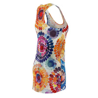 Boho Watercolor Tie Dye Spiral Women's Racerback Dress! Free Shipping! Sun Dress, Sleep Shirt, Swim Cover Up!