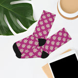 Dark Pink Daisy Unisex Eco Friendly Recycled Poly Socks!!! Free Shipping!!! 58% Recycled Materials!