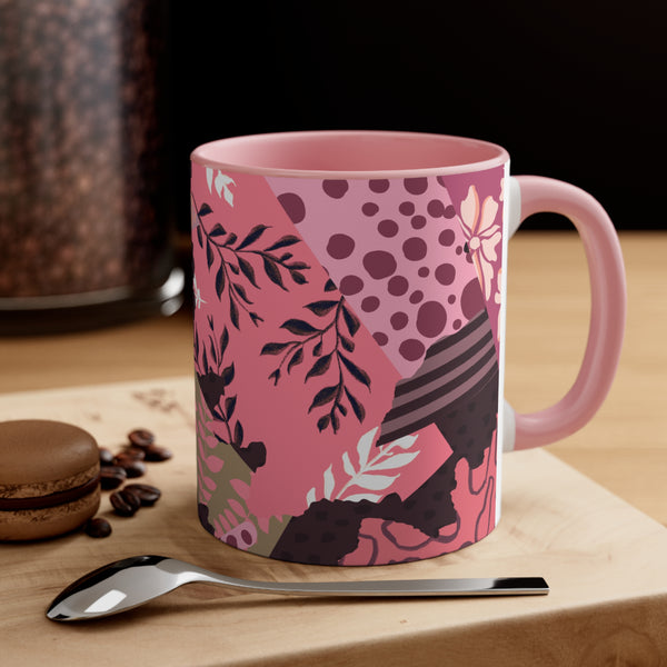 Boho Pink Quilted Accent Coffee Mug, 11oz! Free Shipping! Great For Gifting! Lead and BPA Free!