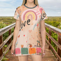 Paint The Town, Love Watercolor Oversized Tee!! Great For Sleeping, Lounging, Swimming! Free Shipping!!!