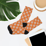 Cream Orange Daisy Unisex Eco Friendly Recycled Poly Socks!!! Free Shipping!!! 58% Recycled Materials!