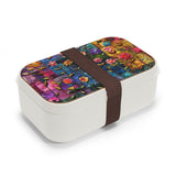 Hippie Pink and Navy Patchwork Floral Quilt Bento Lunch Box! Free Shipping!!! Great For Gifting! BPA Free!