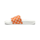 Dusty Orange Daisy Flower Print Summer Beach Slides, Women's PU Slide Sandals! Free Shipping!!!