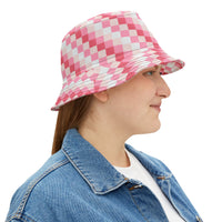 Retro Pink Plaid Unisex Bucket Hat! Free Shipping! Made in The USA!