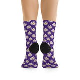 Dark Purple Daisy Unisex Eco Friendly Recycled Poly Socks!!! Free Shipping!!! 58% Recycled Materials!