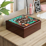 Mama Cow Print Boho Dreams Jewelry Box! Ceramic Tile Top! Fast and Free Shipping!!! 7 x 7 Sizing!