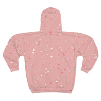 Pink Stars Unisex Full Zip Jacket! Polyester exterior, Fleece interior! Free Shipping!