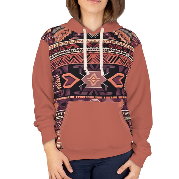 Dusty Rose Mauve Purple Aztec Unisex Pullover Hoodie! All Over Print! New!!!