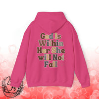 Beige God is Within Her She Will Not Fall Psalms 46:5 Back Designs Unisex Heavy Blend Hooded Sweatshirt! Free Shipping!!!