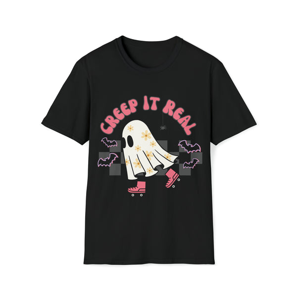 Creep it Real Retro Roller Ghost Unisex Graphic Tee! Halloween! Fall Vibes!