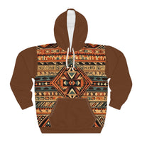 Brown and Orange Aztec Western Unisex Pullover Hoodie! All Over Print! New!!!