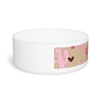 Brown and Beige Pink Cactus Chocolate Hearts Cow Print Pet Bowl! Foxy Pets! Free Shipping!!!