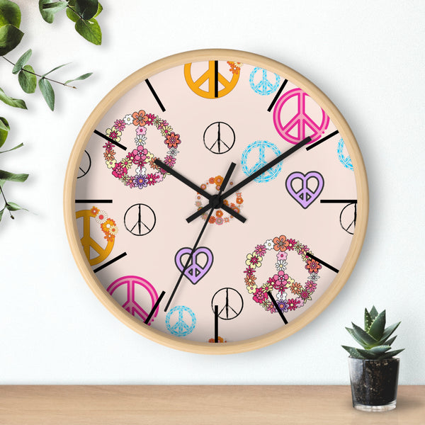 Retro Pastel Peace Signs Print Wall Clock! Perfect For Gifting! Free Shipping!!! 3 Colors Available!