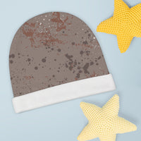 Light Brown Paint Splash Baby Beanie in Cursive! Free Shipping! Great for Gifting!