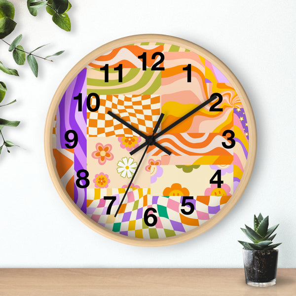 Boho Orange and Purple Quilted Patchwork Wall Clock! Perfect For Gifting! Free Shipping!!!