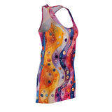 Boho Watercolor Groovy Waves Women's Racerback Dress! Free Shipping! Sun Dress, Sleep Shirt, Swim Cover Up!