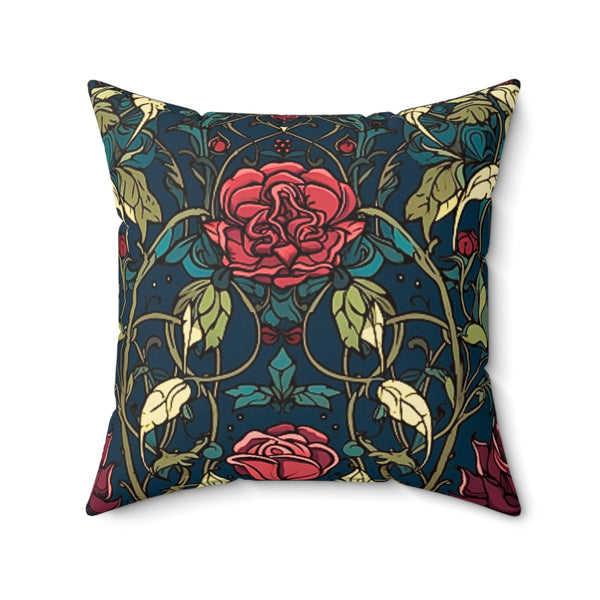Stained Glass Roses and Vines Autumn Square Pillow! Halloween! Fall Vibes!