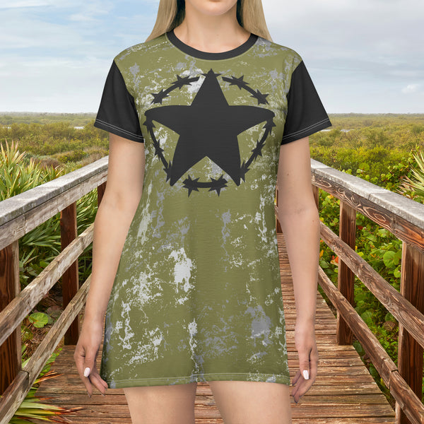 Paint Washed Green Barbed Star Oversized Tee!! Great For Sleeping, Lounging, Swimming! Free Shipping!!!