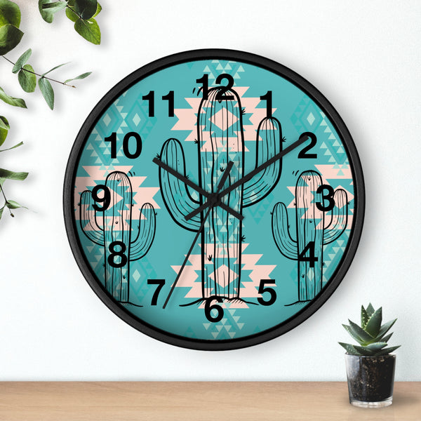 Western Teal Cactus Print Wall Clock! Perfect For Gifting! Free Shipping!!! 3 Colors Available!