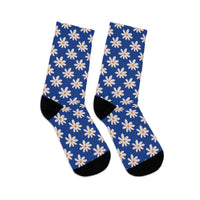 Navy Blue Daisy Unisex Eco Friendly Recycled Poly Socks!!! Free Shipping!!! 58% Recycled Materials!