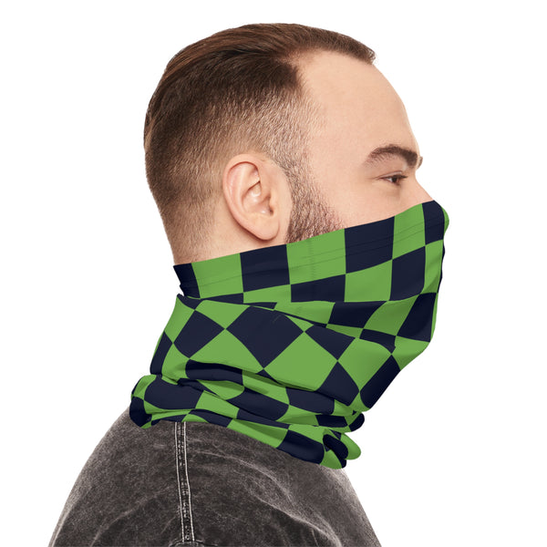 Black and Green Plaid Lightweight Neck Gaiter! 4 Sizes Available! Free Shipping! UPF +50! Great For All Outdoor Sports!