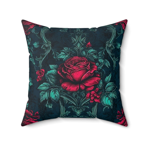 Teal Roses Gothic Inspired Autumn Square Pillow! Halloween! Fall Vibes!